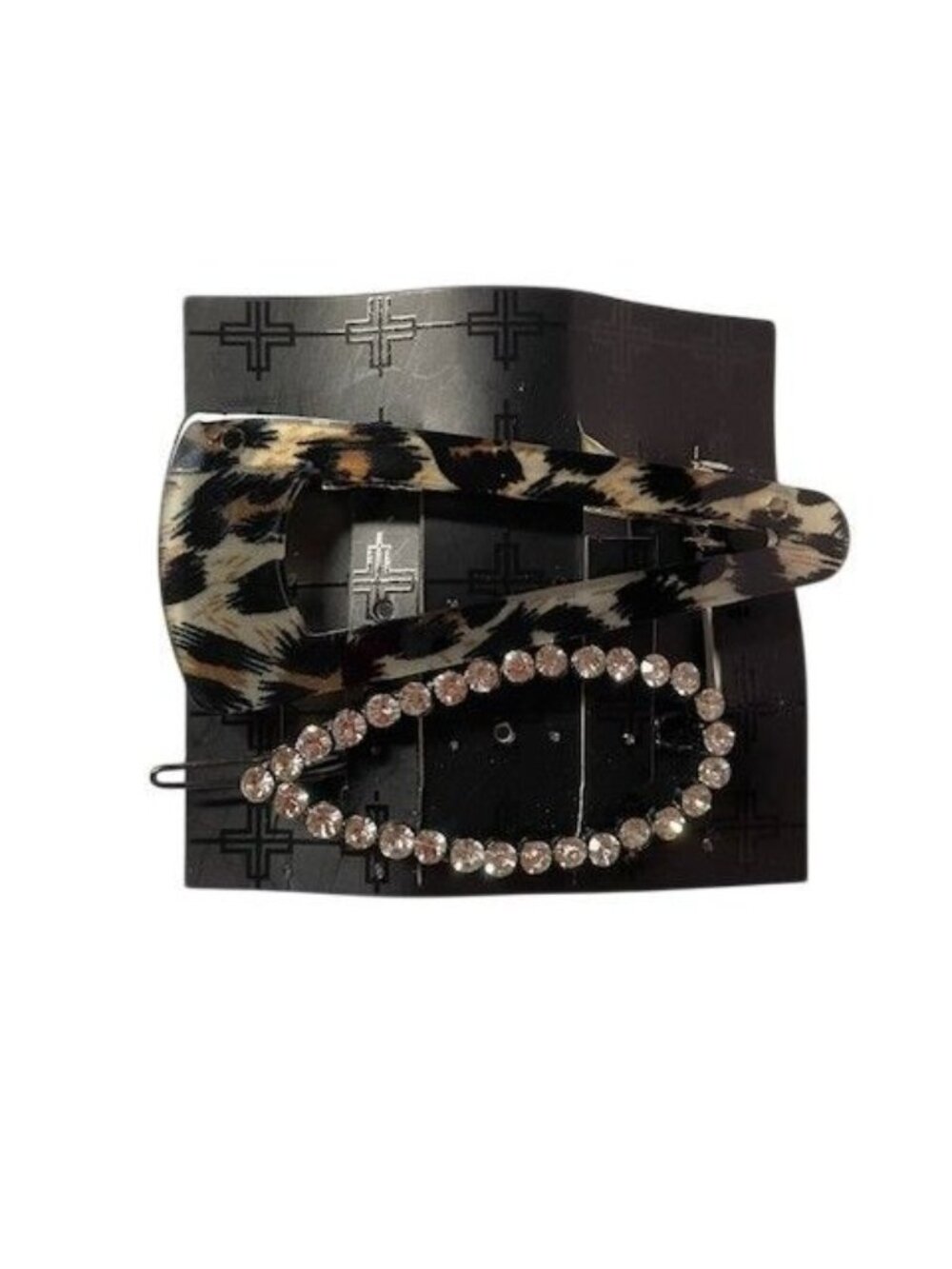 Hair clips Set of Two Rhinestone & Animal Print - Picture 3 of 3